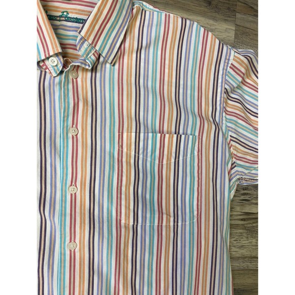 Alan Flusser Button Down Men's Size‎ Large Striped Dress Shirt Rainbow - Picture 8 of 8